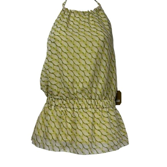 ryegrass green geometric halter top blouse Size XS - Picture 3 of 9